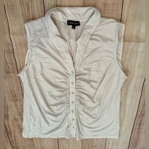 MODERN WORKS White Sleeveless Button Down Shirt/size L